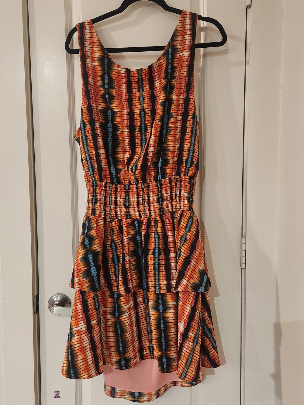 Women’s Sleeveless Tiered Dress in Orange Multicolor